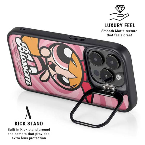 Cartoon Network Powerpuff Girls Blossom Pink Hearts iPhone 14 Pro Kickstand Case